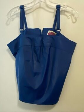 Highway Womens Faux Leather Tank Top Size 12 Bust 38” Thick Royal Cobalt Blue
